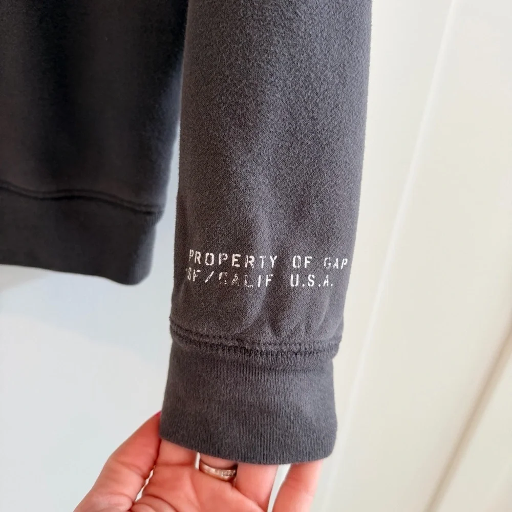 GAP Kids Good Vibes Only Charcoal Long Sleeve Crewneck Sweatshirt Size Large 10